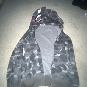 Bape Gray and Black Camouflage Jacket